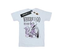 (M, White) Star Wars Mens The Mandalorian Where I Go T-Shirt