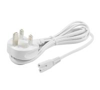 M White UK 3-Pin BS1363 Plug to IEC C7 Figure 8 Power Cord, H03VVH2-F 2×0.75mm² Flexible Cable, 250V 5A Fused White Mains Lead for TV, Monitor, Laptop and Small Home Appliances