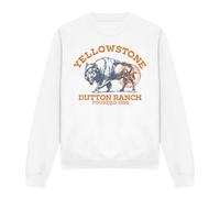(M, White) Yellowstone Unisex Adult Dutton Ranch Buffalo Sweatshirt