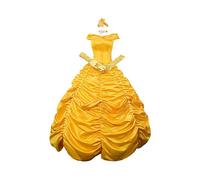 (M) Womens Beauty and The Beast Princess Belle Cosplay Costume Fancy Ball Gown Dress