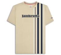 (M, Wood Ash) Lambretta Mens Multi Stripe Short Sleeve Crew Neck Cotton T-Shirt Top Tee
