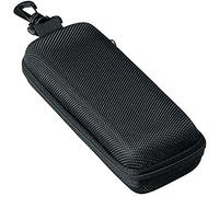M-world Men's Urethane Semi-Hard Square Glasses Case (W/ Zipper Closure & Hook) - Black -