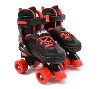 M.Y X-Skate Adjustable Red Quad Roller Skates with Built In Adjusters Kids Roller Boots for Boys & Girls - Medium