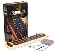 M.Y Deluxe Solid Wood Cribbage Board & Playing Cards Traditional Card Game