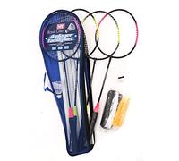 M.Y Family Badminton Set with Net 4 Player Badminton Rackets for Garden Park or Beach