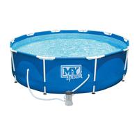 M.y Metal Pool And Filter Set 10Ft Pool X Frame 10Ft 30In In Blue Blue