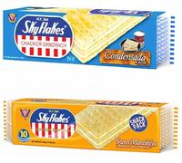 M.Y. San SkyFlakes Crackers Sandwich Cream Filling Filipino Crispy Snacks (10 Pcs) 300g - Assorted 2 Flavours
