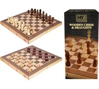 M.Y Wooden 12" Two In One Chess & Draughts Set in Light Brown M.Y Light Brown