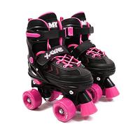M.Y X-Skate Adjustable Quad Roller Skates with Built In Adjusters Kids Roller Boots for Boys & Girls