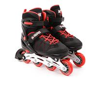 M.Y X-Skate Adjustable Red Inline Roller Skates with Built In Adjusters Kids Roller Boots for Boys & Girls - Large