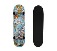 M.Y X-Skate 'Blue Sketch' Complete Skateboard 31" Double Kick Beginner Skateboard for Kids Teenagers & Adults 7 Ply Birch Deck ABEC 7 Bearings for tricks and skateparks