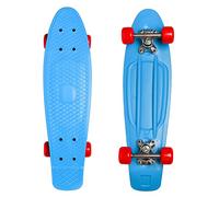 M.Y X-Skate Complete 22" Blue Plastic Retro Beginner Skateboard for Kids Teenagers & Adults Waffle-Style Deck ABEC 7 Bearings for tricks and cruising
