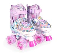 M.Y X-Skate Roller Skates For Girls Adjustable Size Roller Boots For Kids Quad Light Up Skates (Light Up, X-Small: UK 7.5-10.5)