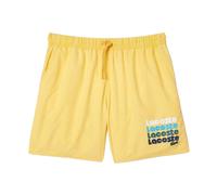(M, Yellow) Lacoste Mens Washed Mid Length Swimming Trunks