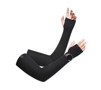 M-YOUNG Adjustable Gardening Arm Sleeves for Women Men, Cover with Watch Hole & Thumb Hole Long Fingerless Gloves UV, Black, One size