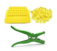 M.Z.A Ear Tags, 100Pcs Livestock Identification, Yellow TPU Cattle Ear Tags, Blank, for Goats, Sheep, Pigs, Hogs, Cows, Cattle, Calf, Farm, with Pliers, 3"L x 2.48"W