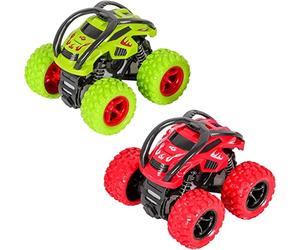 m zimoon 2 Pack Monster Truck Pull Back Car Toys for 2 3 4 5 Year Old Boy | 360° Rotating Off-Road Friction Powered Push and Go Vehicle Toy for Kids Toddler Boys Ages 2-4 Birthday Gifts
