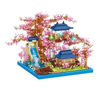 m zimoon Chinese Peach Blossom Spring Building Blocks Set, Cherry Blossom Bonsai Tree House Architecture Model Block Light-Up Kit, Sakura Tree Construction Toy Gifts for Kids Adults 3812 pieces