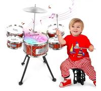 m zimoon Kids Drum Set Toy with Stool, Toddler Jazz Drum Kit Gift Ages 3-5