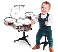 m zimoon Kids Jazz Drum Kit, 8-Piece Educational Percussion Set with Stool, Mini Band Rock Set for Boys & Girls, Sensory Toys Musical Instrument Kit