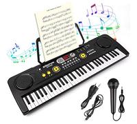 m zimoon Kids Piano Keyboard, 61 Keys Electronic Music Piano with LED Display,Music Stand,Mic, USB Power, Audio Cord Musical Instruments Education Toy Birthday for Boys Girls Beginner