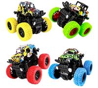 m zimoon Monster Truck, 4pcs Inertia Toy Cars 360° Rotation Friction Powered Off-road Vehicles Pull back car Christmas Birthday Gifts for 3/4/5/6 Years Old Toddlers Boys Girls