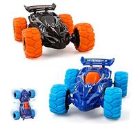m zimoon Monster Truck Toys, 2pcs Pull Back Cars Inertia Friction Powered Car 360°Rotating Stunt Dragon Push and Go Vehicles Toys Christmas Birthday Gifts for 3-7 Years Old Boys Girls(Blue, Black)