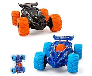 m zimoon Monster Truck Toys, 2pcs Pull Back Cars Inertia Friction Powered Car 360°Rotating Stunt Dragon Push and Go Vehicles Toys Christmas Birthday Gifts for 3-7 Years Old Boys Girls(Blue, Black)