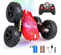 m zimoon Remote Control Cars Toys for 3 4 5 6 7 8 Year Old Boys Girls Kid, Cool Crackle Light RC Dinosaur Stunt Car with 2 Sided 360 Rotation 4WD RC Car Birthday Toy Gift Boy Girl Age 3-12 Year (Red)