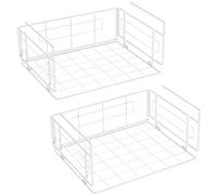 m zimoon Under Shelf Storage Basket, 2-Pack Under Cabinet Hanging Shelf Metal Wire Storage Wire Basket Organizer Fit Dual Hooks for Bathroom, Kitchen Pantry Desk Bookshelf Cupboard (White)