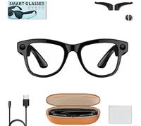 M02 Ultra Smart Glasses with 8MP Camera, 7 in 1 Smart Glasses with Camera, Reverse Charging Case, AI Object Recognition & Translation, Hands-Free 4K Video Recording, Noise-Cancelling Audio (Brown)