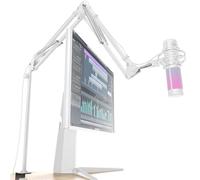 M05 Boom Arm, 360° Rotatable Microphone Stand with Desk Mount (White (Overhead))