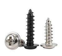 M1.4 M1.7 M2 M2.3 M2. 6 M3 M3.5 M4 Nickel Plated Black Carbon Steel Cross Round Head Self-tapping With Washer Screw Pan Head PWA(Nickel plating,8MM_M2(200PCS))