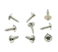 M1.5-M2.3 Cross Phillips Round Button Flange Head with Washer Self-Tapping Screw 50Pcs, Bright nickel, M1.5x6mm