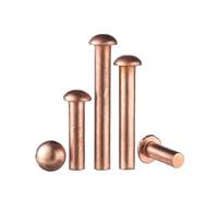 M1.5 M2 M2.5 M3 M4 M5 M6 M8 Half Round Cap Head Copper Solid Rivets Hand Knock Rivet Button Head Cap Brass Rivets(M3(30pcs),20mm)