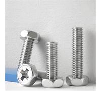 M1.6 M2 M2.5 M3 M4 M5 M6 M8 304 Stainless Steel Cross Recessed External Hexagon Head Screw Phillips Outside Hex Bolt 40mm M6-5PCS