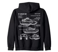 M1 Abrams Tank Recognition Blueprint Diagram Zip Hoodie