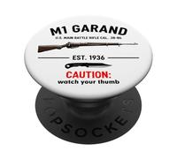 M1 Garand Rifle WWII Gun Watch Your Thumb EST 1936 M1 Garand PopSockets Adhesive PopGrip