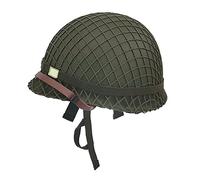 M1 Helmet, US Army WW2 Replica - Metal Steel Shell with Net/Canvas Chin Strap/Cat Eye Band