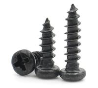 M1 M1.2 M1.4 M1.5 M1.7 M2 M2.3 M2.6 M3 M3.5 M4 M5 4/5mm Black Carbon Steel Cross Phillips Round Head Screw 100Pcs(5mm,M1.4 (100pcs))