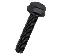 M10-1.5 x 40mm Hex Flange Bolt Black, 304 Stainless Steel (A2-70), Full Thread, Black Flange Hex Screws 12 Pack