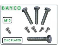 10MM BZP BOLT / NUT / WASHER SET. THREADED SETSCREW + WASHER + NYLOC