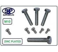 M10/ 10mm HT HEX SET SCREW BZP GRADE 8.8 ZINC HEXAGON HEX HEAD BOLTS SCREWS