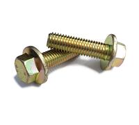 M10 / 10mm Yellow Zinc None Serrated Metric Flange bolts, 8.8 Grade High Tensile steel, Choose Length + Pack Quantity (25, Length - 25mm (Fully Threaded))