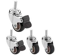 M10 50mm Swivel Caster WheelsRubber Furniture Casters 100kg Capacity SmallWheel with Brake Steel Ball Bearing for Drawers & Furniture