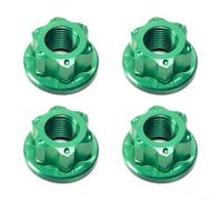 M10 Bicycle Hub Nut, 4-Pack, Rear Axle Fastener for Fixed Gear Mountain Folding Bike, High-Strength 7075 Aluminum Alloy, Lightweight Anti-Slip Grooves Design for Cycling Enthusiasts(green)