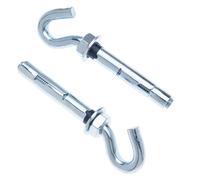 M10 Expansion Anchor Wall Hook, Concrete Metal Sleeve, 10x45mm Hook Screw With 12mm Expandable Concrete Dowel and Hex Nut, Open Hook Fixing for Solid Materials such as Concrete and Stone (4 pcs)