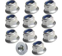 M10 Flanged Insert Nylon Self Locking Nut - A2 Stainless Steel, Hexagon Lock Nuts with Flange, Secure and Durable Fasteners - Pack of 10