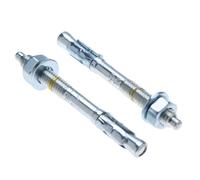 M10 Heavy-Duty Concrete Anchor 10 mm x 92 mm Through Bolt for 17 mm Thickness Fixture, Threaded Stud Screw, Galvanized Wedge Anchor with Washer, Nut, Depth Marking, and Expansion Cone, Pack of 6