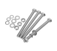 M10 Hexagon Nut and Bolt Set with Flat and Spring Lock Washers | Silver Finish Hardware for Furniture Assembly and Machinery Components, Anti-vibration Locking, Wear Resistant Fasteners